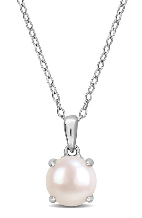 7.5-8mm Cultured Freshwater Pearl Pendant Necklace