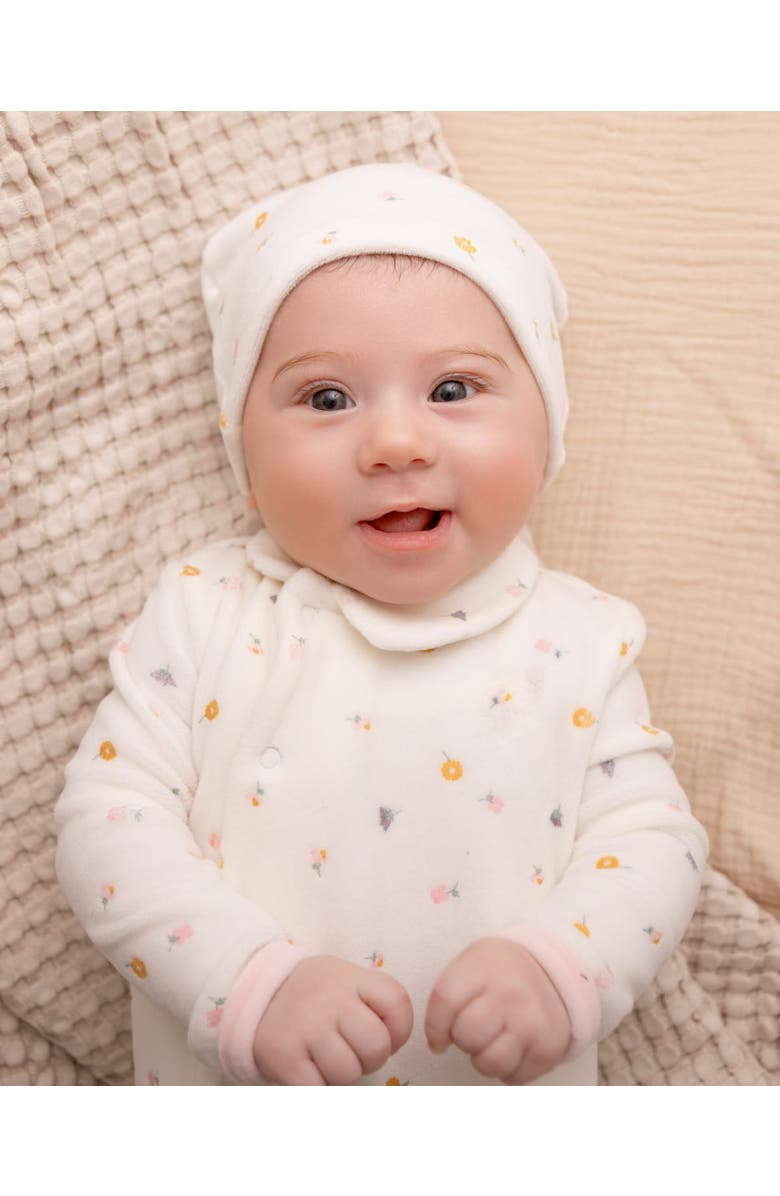 MiniMoi 2 Piece Baby Cotton Rich Velour Footie Set, Alternate, color, Marshmallow