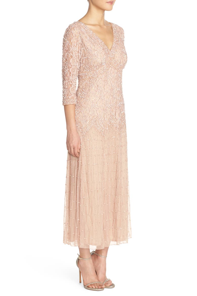 Beaded Mesh Drop Waist Dress, Alternate, color, ALT ROSE