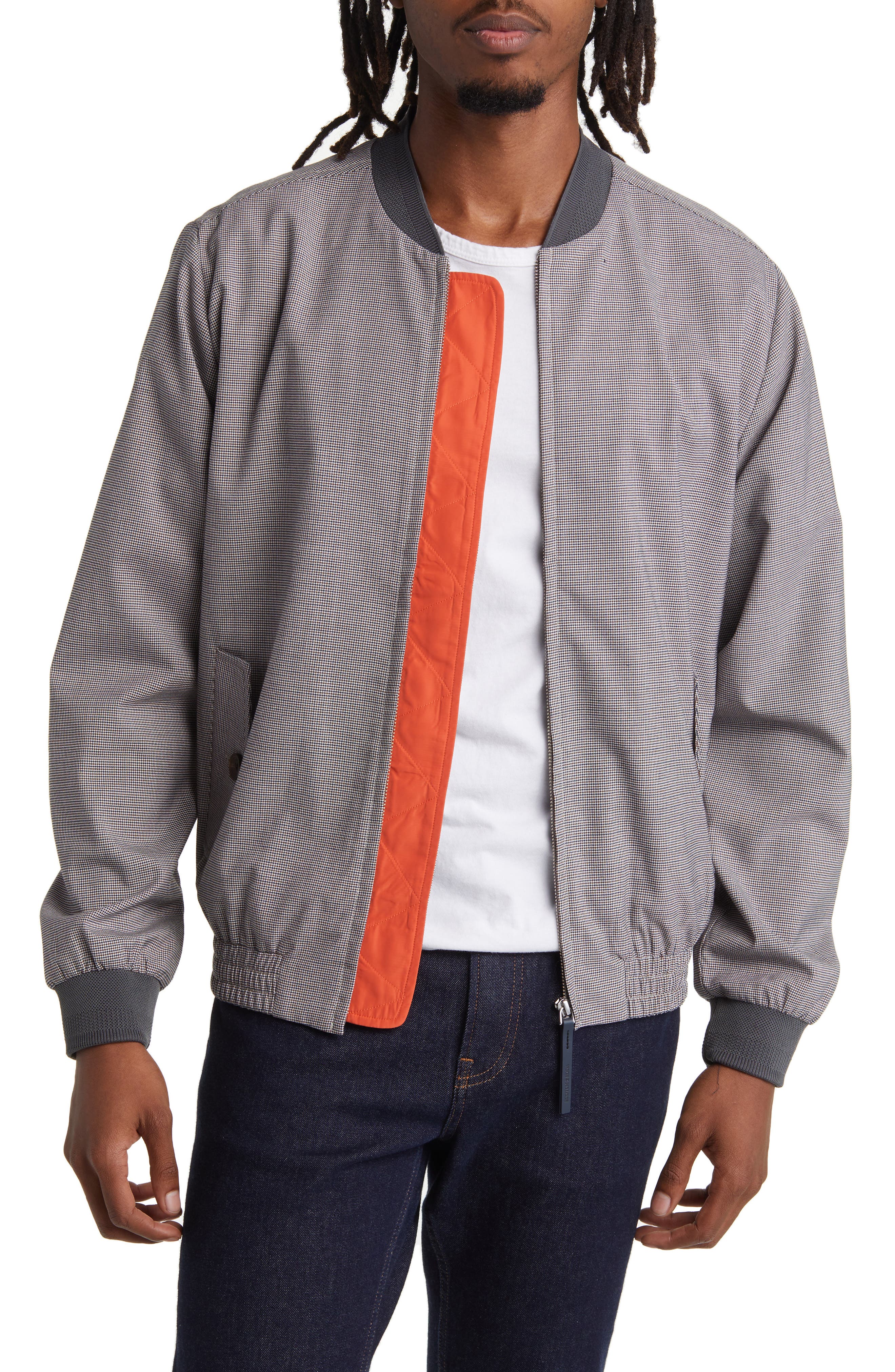 Houndstooth Check Bomber Jacket