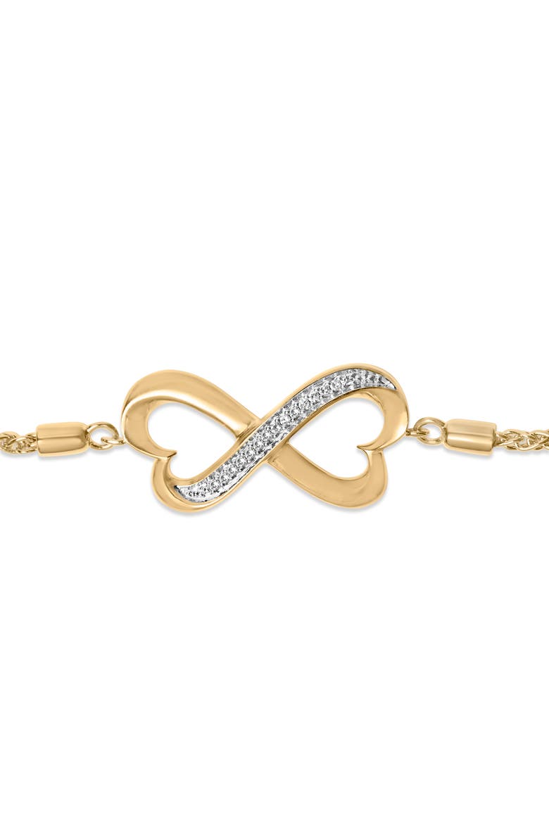 Gold Vermeil Diamond Accent Heart Infinity Bolo Bracelet, Alternate, color, Silver