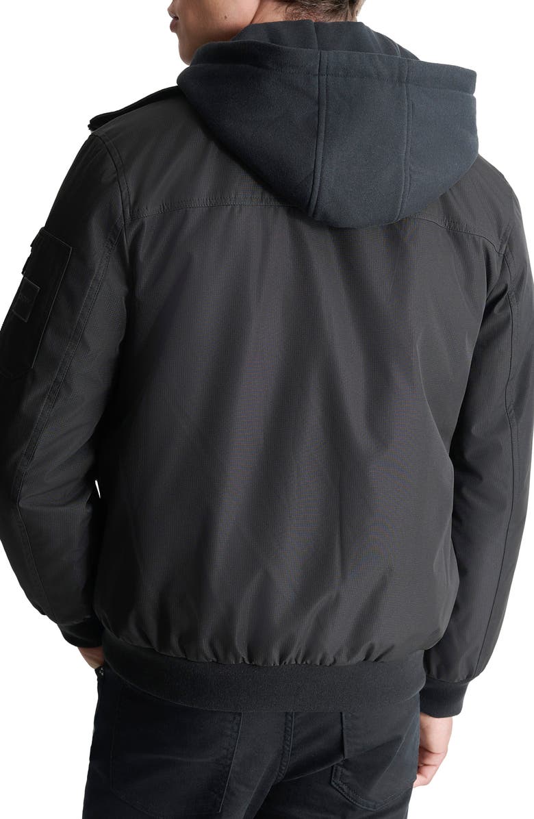 DKNY Water Resistant Bomber with Hooded Bib, Alternate, color, Black