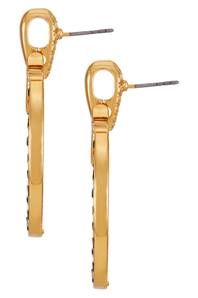 Pavé Crystal Circle Drop Doorknocker Earrings, Alternate, color, GOLDTONE/ JET