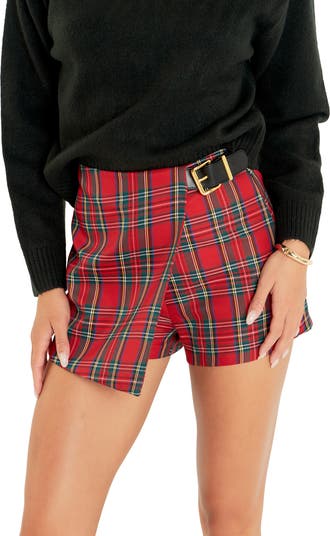 Plaid Wrap Miniskort
