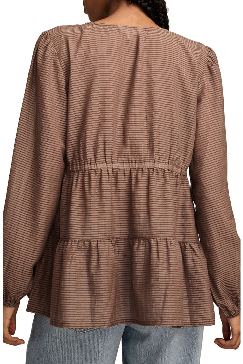 Stripe Surplice Neck Tiered Top, Alternate, color, DEEP TAUPE