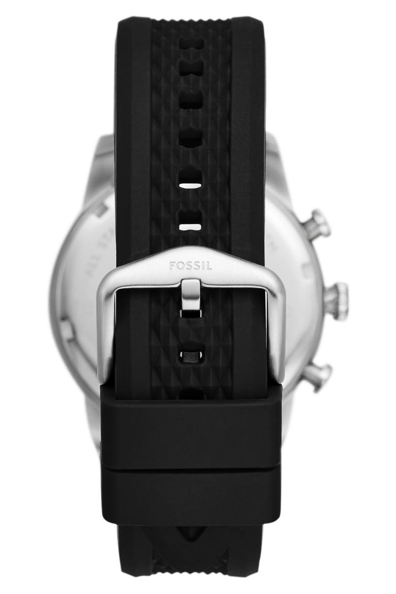 Sport Tourer Silicone Strap Chronograph Watch, 42mm, Alternate, color, BLACK