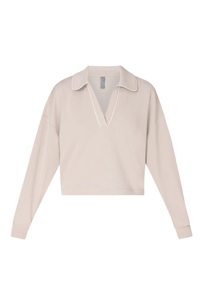 Sand Wash Crop Henley Sweatshirt, Alternate, color, DUSK BEIGE