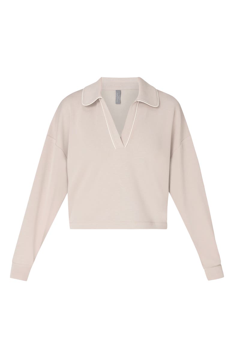 Sweaty Betty Sand Wash Crop Henley Sweatshirt, Alternate, color, Dusk Beige