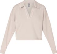 Sweaty Betty Sand Wash Crop Henley Sweatshirt