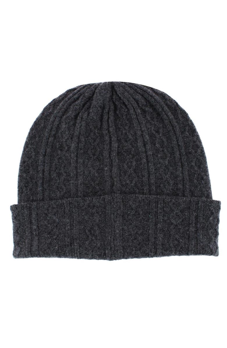 Trafalgar The Windsor Merino Wool Cable Knit Beanie, Main, color, Grey