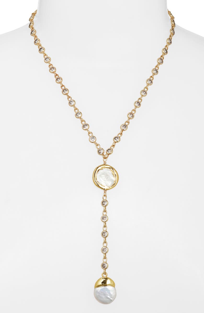 VIDAKUSH Teardrop Freshwater Pearl Pendant Y-Necklace, Alternate, color, Gold