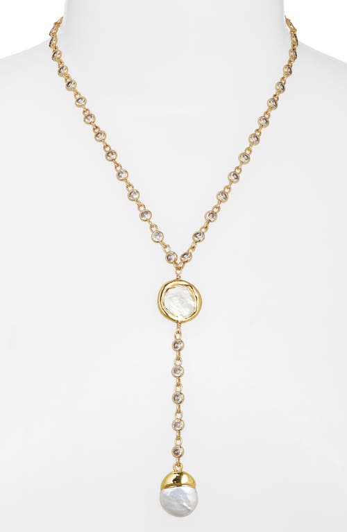 Vidakush Teardrop Freshwater Pearl Pendant Y-necklace In Gold