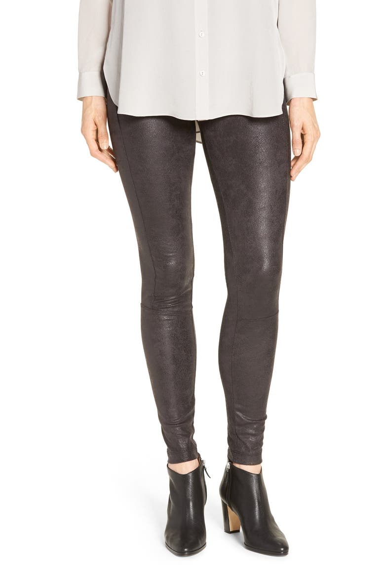 Lyssé Buffed Faux Suede Leggings, Main, color, BLACK