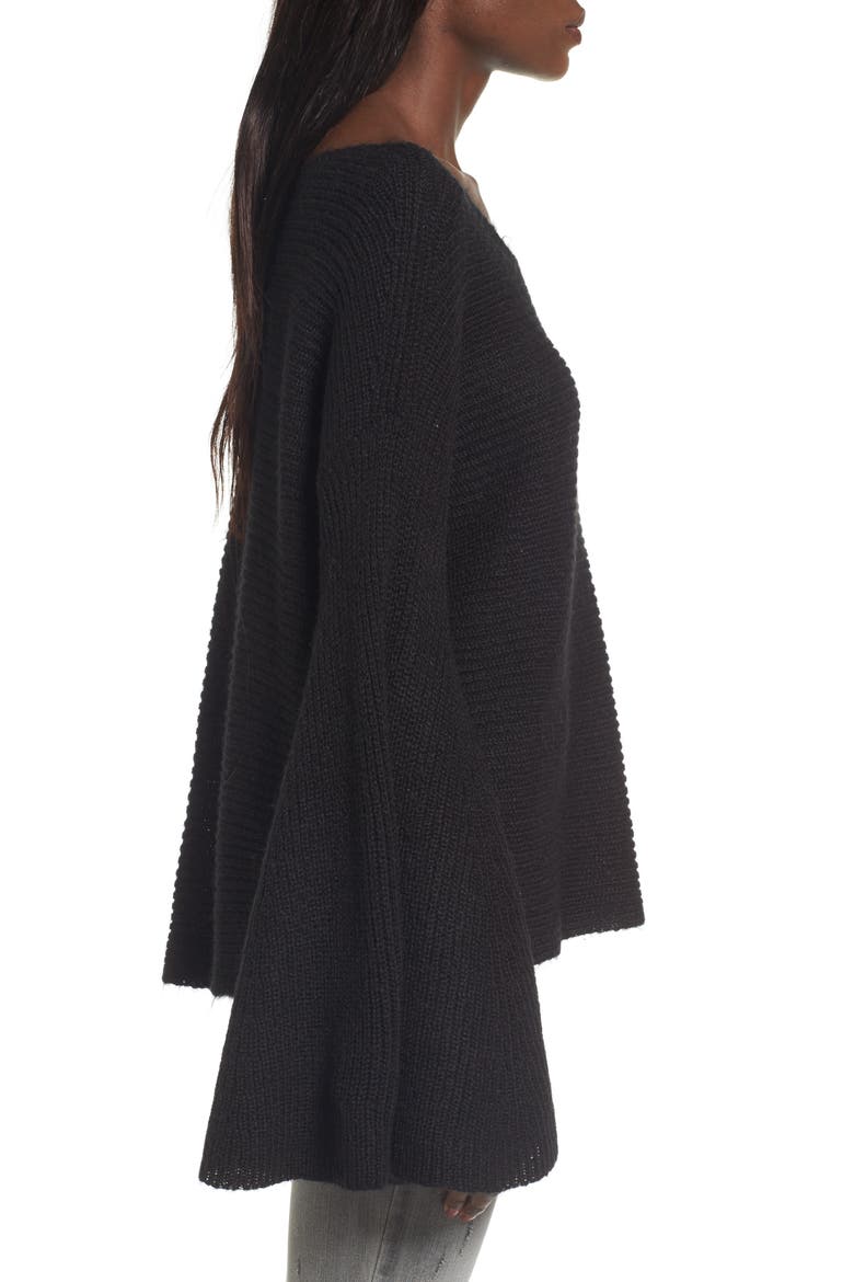 Flare Sleeve Sweater, Alternate, color, BLACK