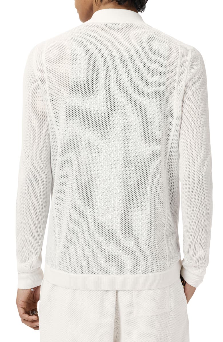 John Varvatos Wirths Organic Cotton Mesh Sweater Jacket, Alternate, color, White
