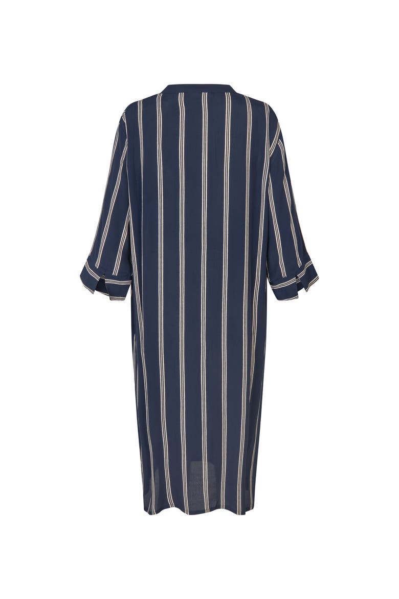 MaNimes Striped Midi Dress, Alternate, color, Navy Blazer