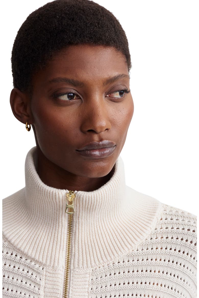 Tara Pointelle Half Zip Sweater, Alternate, color, WHITECAP GREY