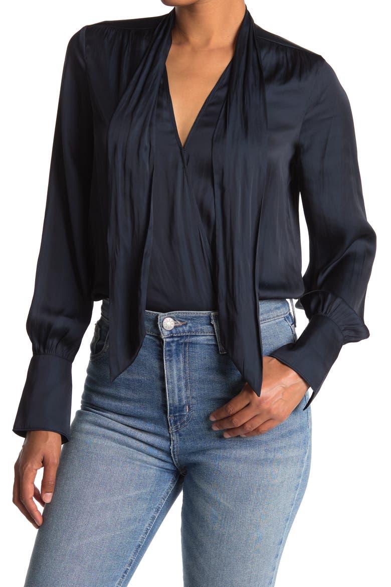 Saffron Long Sleeve Bodysuit, Main, color, NAVY
