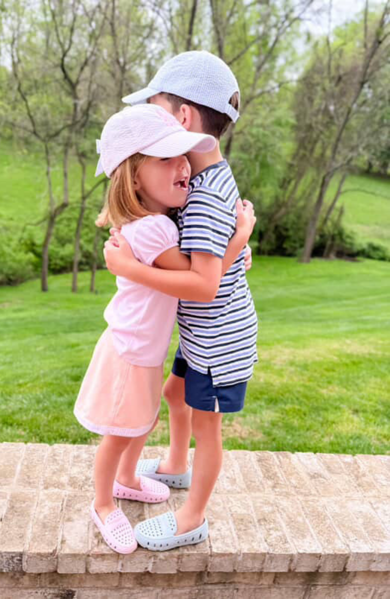 Bits & Bows Lil Sis Seersucker Bow Baseball Hat, Alternate, color, Pink