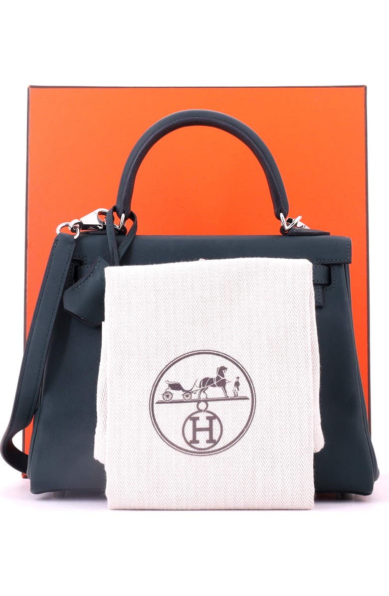 Pre-Owned Hermes Kelly Handbag Green Swift with Palladium Hardware 25, Alternate, color, Vert Cypress