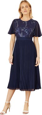 Yumi Sequin Embellished Pleated Midi Dress