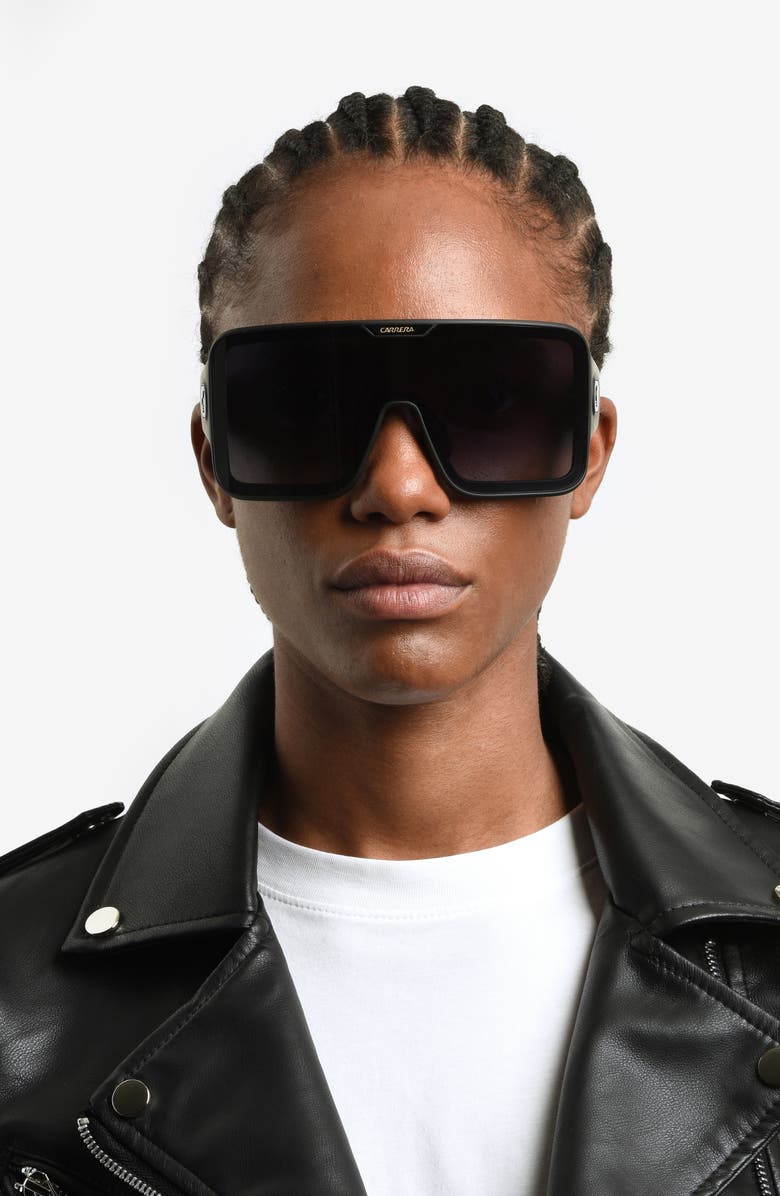 Carrera Eyewear FLAGLAB 15 99mm Shield Sunglasses, Alternate, color, Matte Black/ Grey Shaded