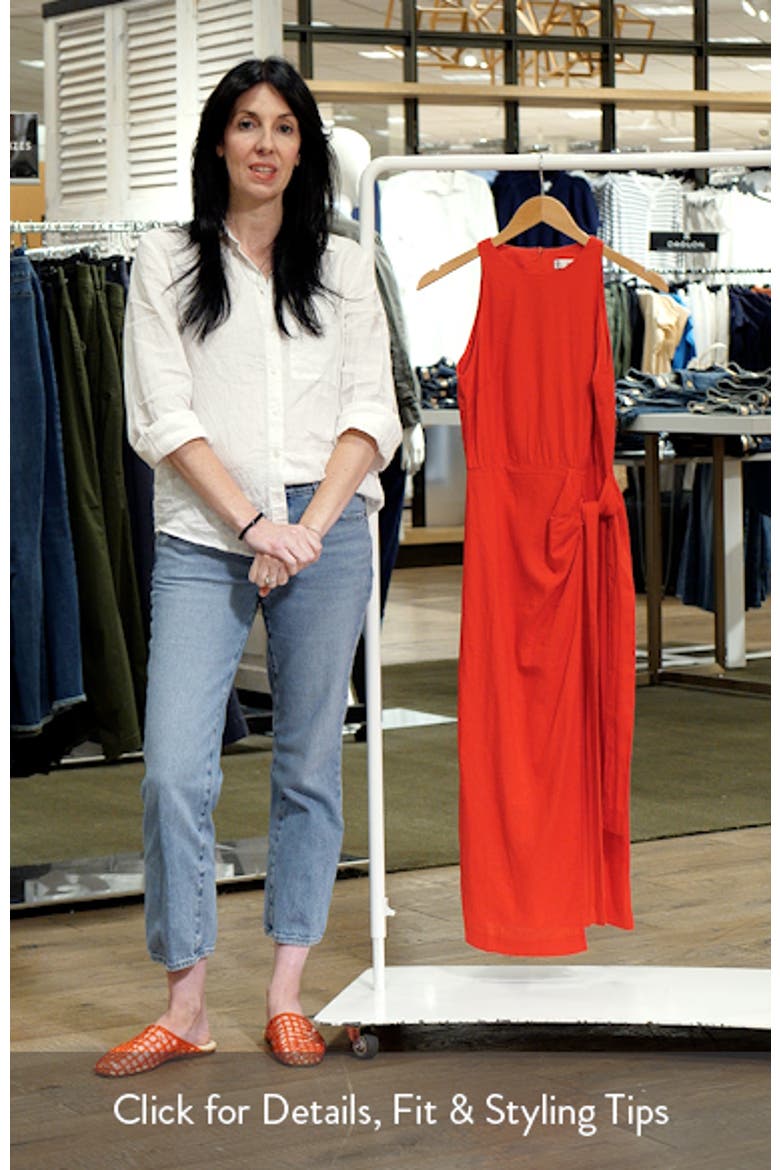Bow Waist Linen Blend Midi Dress video
