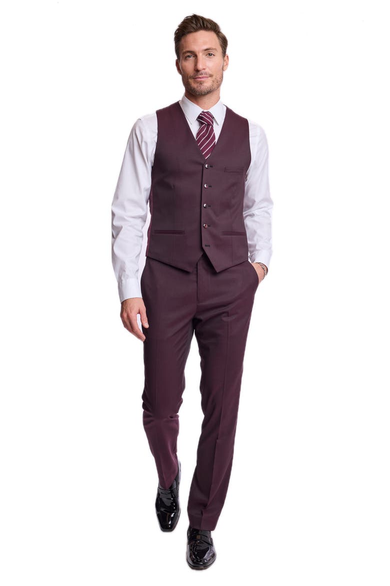 Eaton Slim Fit Stretch Suit Vest, Alternate, color, DEEP BURGUNDY