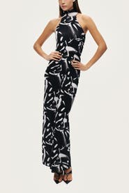 Nocturne Printed Halter Maxi Dress