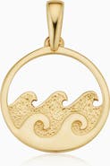 Oradina 14K Yellow Gold Making Waves Pendant Charm