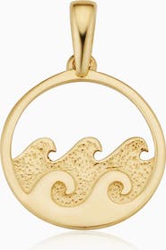 Oradina 14K Yellow Gold Making Waves Pendant Charm