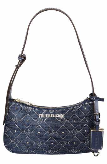 True Religion Studded Horseshoe Denim Shoulder Bag