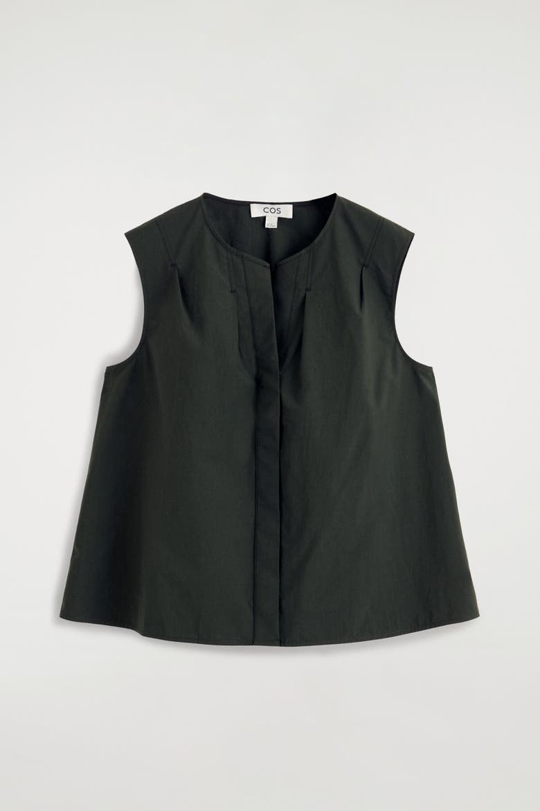 Pleated Sleeveless Top, Alternate, color, DARK GREEN