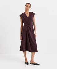 Pact Cotton Jersey V-Neck Twist Dress Made with Organic Cotton