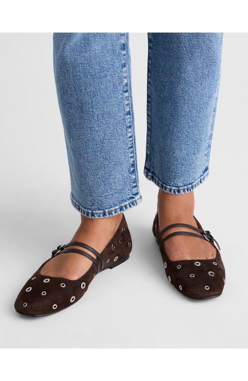 Madewell The Greta Eyelet Embellished Double Strap Ballet Flat In Brown