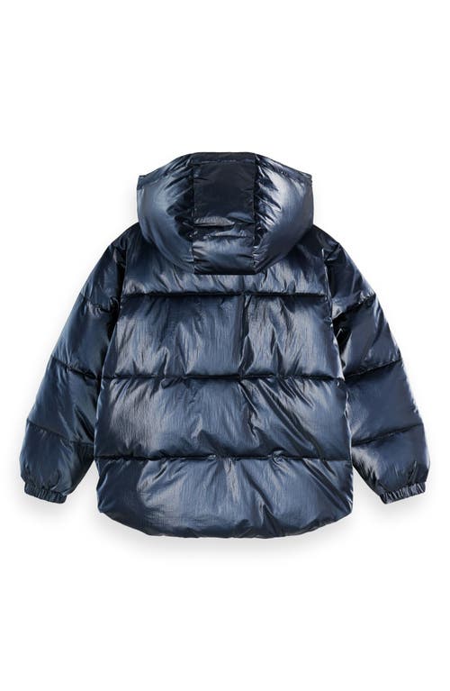 Scotch & Soda Kids' Water Repellent Metallic Puffer Jacket In Blue