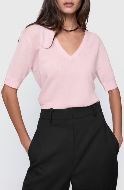 TOPSHOP Pale Pink Blush VNeck Oversized Cutout Side Slit selling Pullover Sweater 2