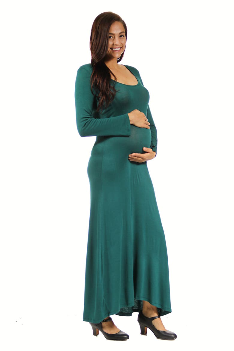 Long Sleeve Maternity Maxi Dress, Alternate, color, Forest