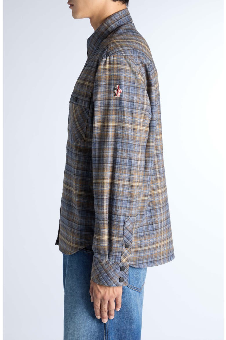 Plaid Cotton Overshirt, Alternate, color, BLUE PLAID