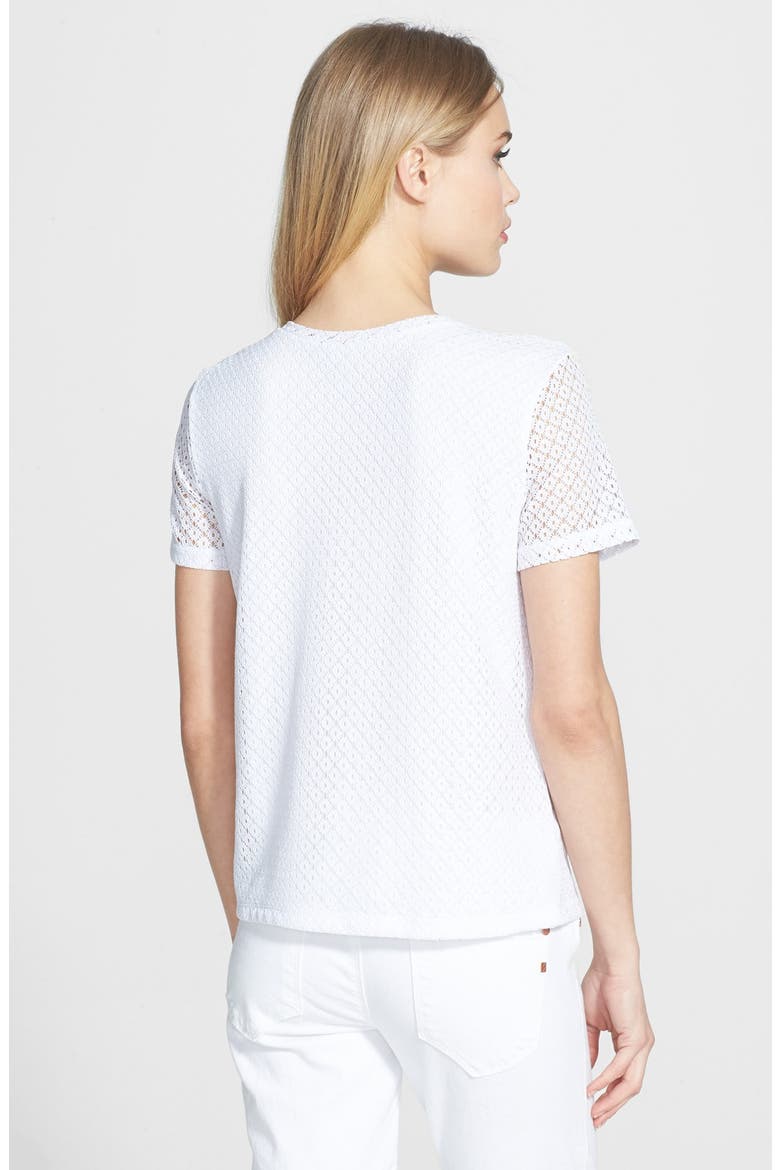 Mesh Inset Lace Tee, Alternate, color, WHITE