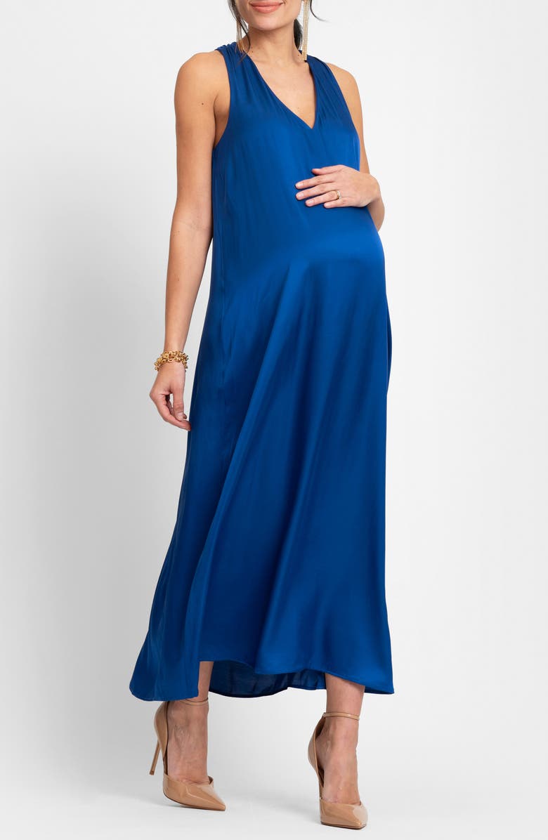Seraphine Convertible Satin Maternity Maxi Dress, Alternate, color, 