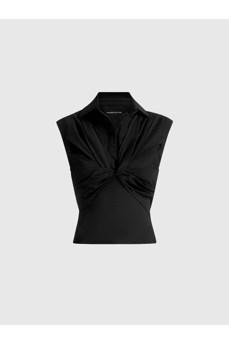 Yvette Gathered Twist Sleeveless Top, Alternate, color, Black