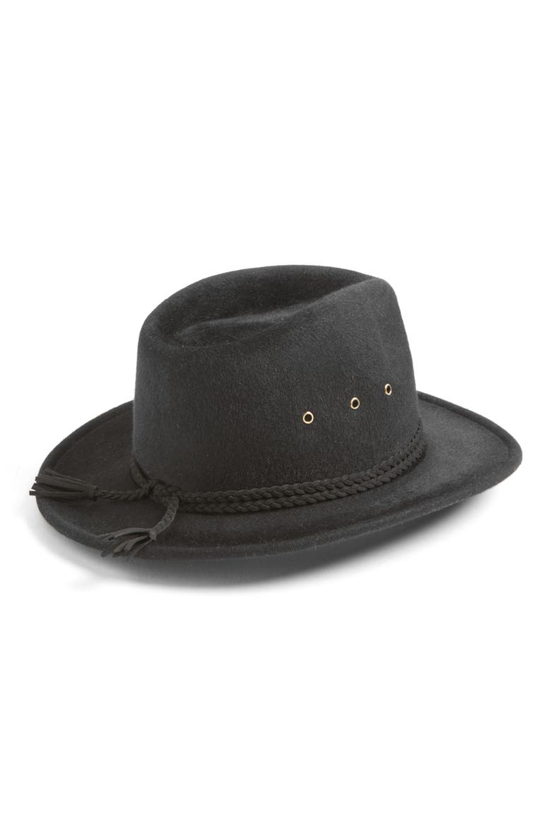 Stanwyck Wool Felt Fedora, Alternate, color, BLACK