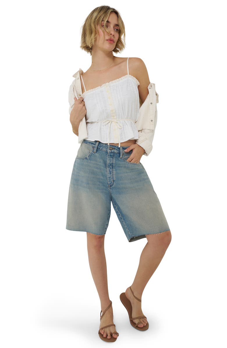 Lee Darted Slouch Raw Hem Denim Bermuda Shorts, Alternate, color, Warm Ocean