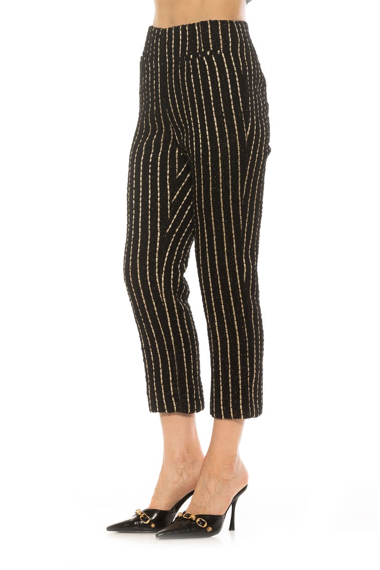 Clio Stripe Crop Tapered Leg Pants, Alternate, color, BLACK PINSTRIPE