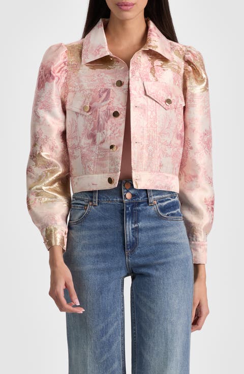 Lana Metallic Jacquard Puff Shoulder Jacket