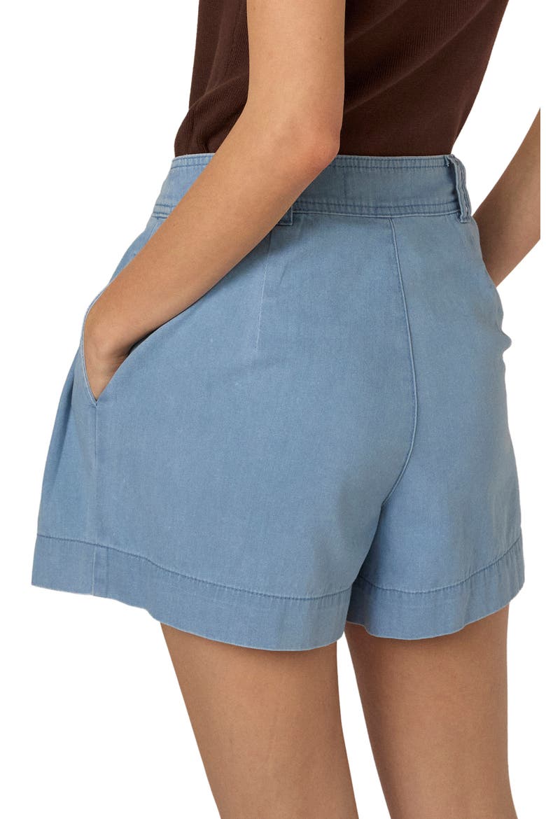 Albie Pleated Denim Shorts, Alternate, color, BLUE
