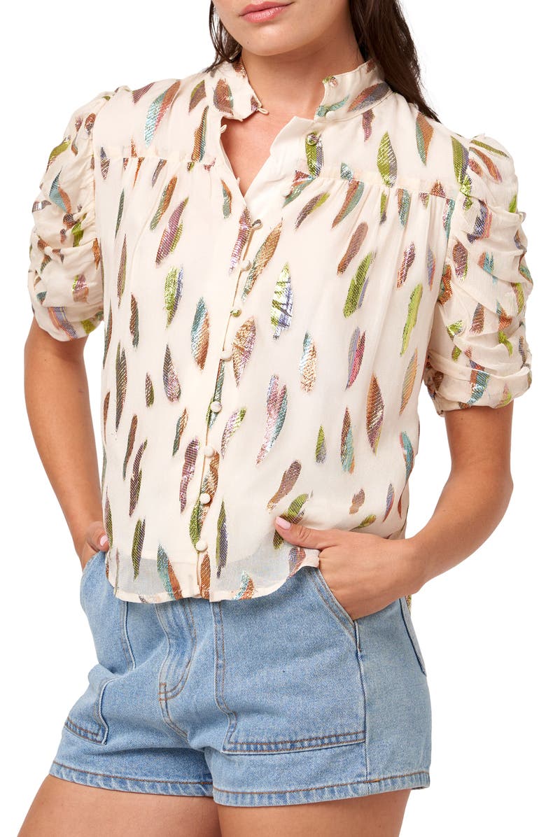 CIEBON Lissa Printed Button-Up Shirt, Main, color, Cream