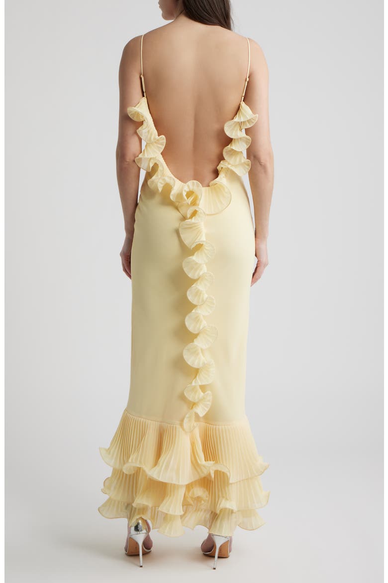 Delina Open Back Mermaid Gown, Alternate, color, BUTTER YELLOW