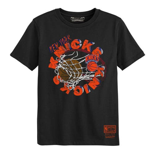 MITCHELL & NESS PRESCHOOL MITCHELL & NESS BLACK NEW YORK KNICKS IN THE NET T-SHIRT